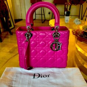 Authentic Pink Lady Dior Medium Calfskin
